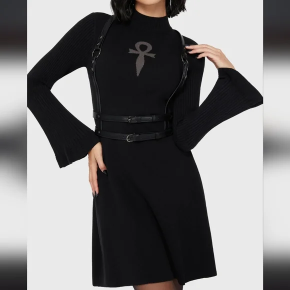 Killstar Black Long Sleeve Dress with Symbol - Picture 2 of 5